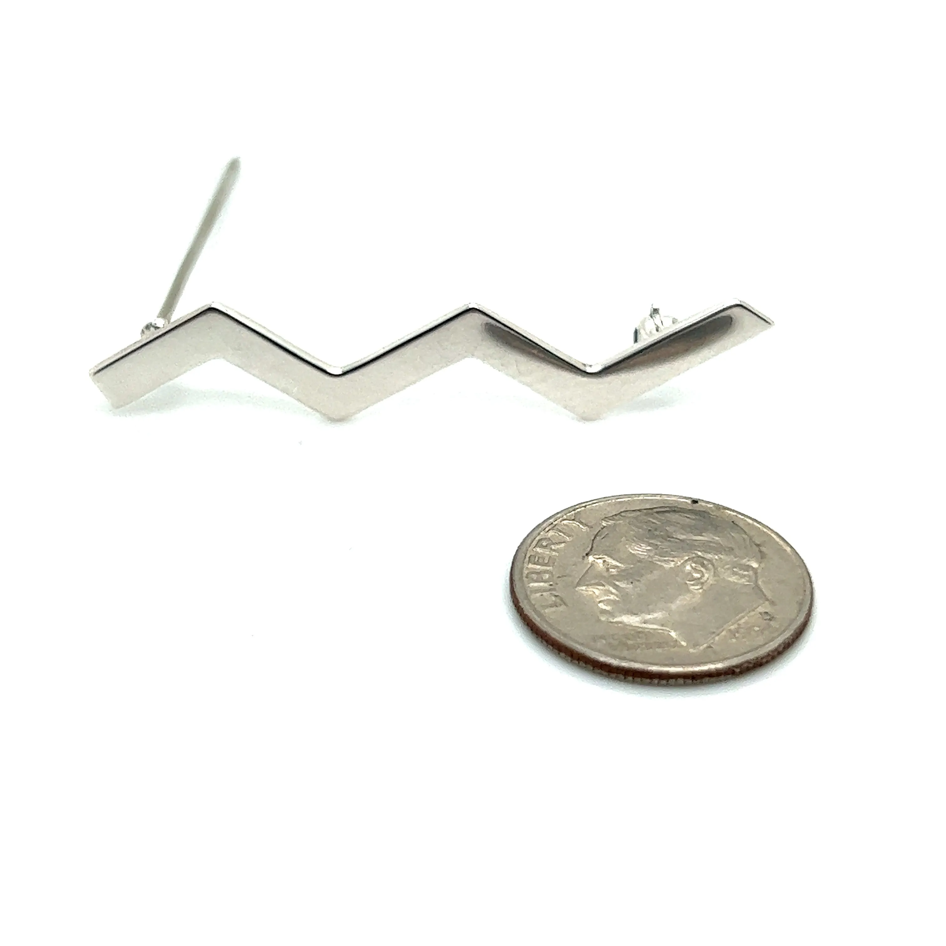 Tiffany & Co Estate Zigzag Wave Brooch Pin Sterling Silver By Paloma Picasso TIF483