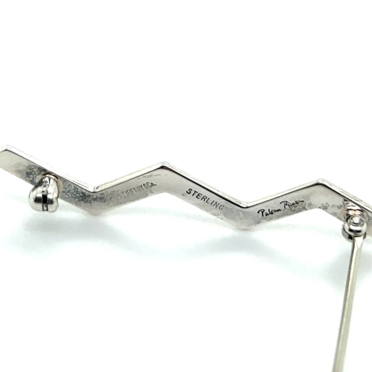 Tiffany & Co Estate Zigzag Wave Brooch Pin Sterling Silver By Paloma Picasso TIF483
