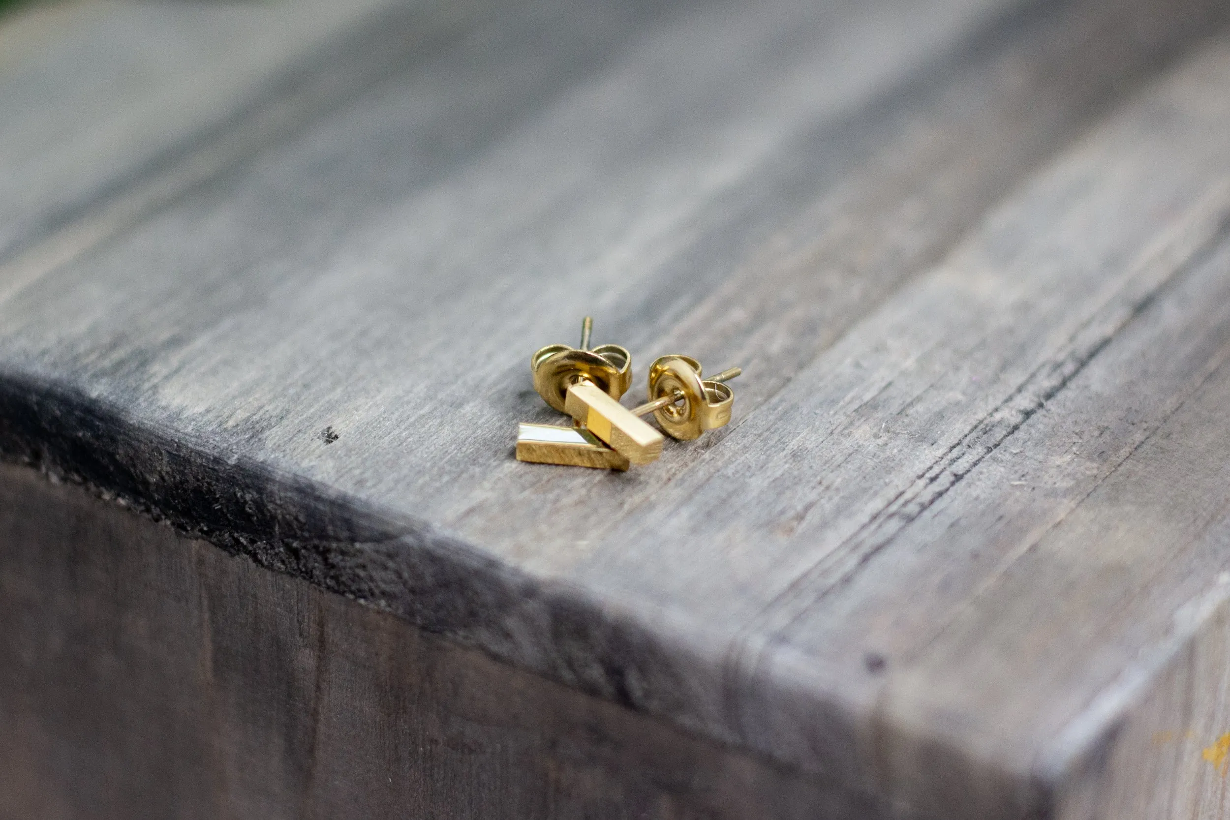 Tiny Gold Bar Studs