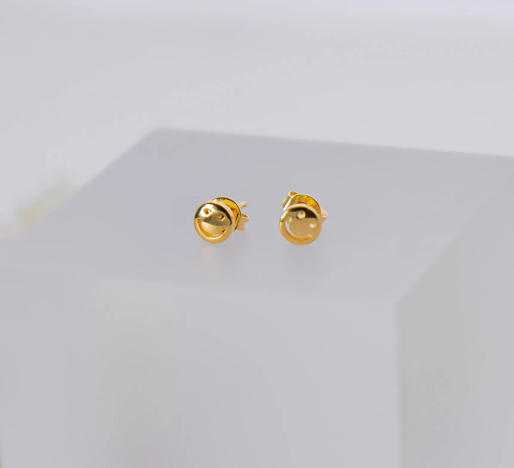 Tiny smiley face Necklace with Matching Studs