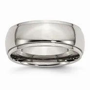 Titanium Ridged Edge 8mm Polished Wedding Band Ring