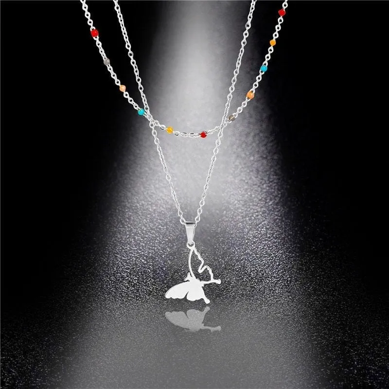 Valentine Double Butterfly Necklace Fashion Women Necklace Valentine's Day Gifts