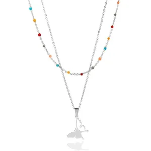 Valentine Double Butterfly Necklace Fashion Women Necklace Valentine's Day Gifts