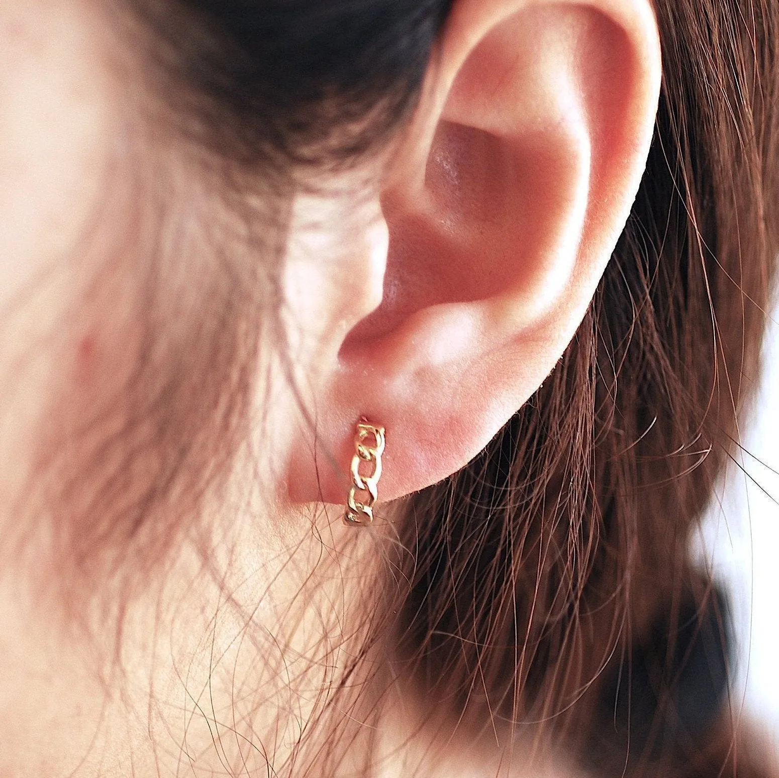 Wholesale Chain Stud Dangle Loop Circle Cuff Helix Conch Chunky Cuban Earrings - 925 Sterling Silver 16K Gold Plated B232