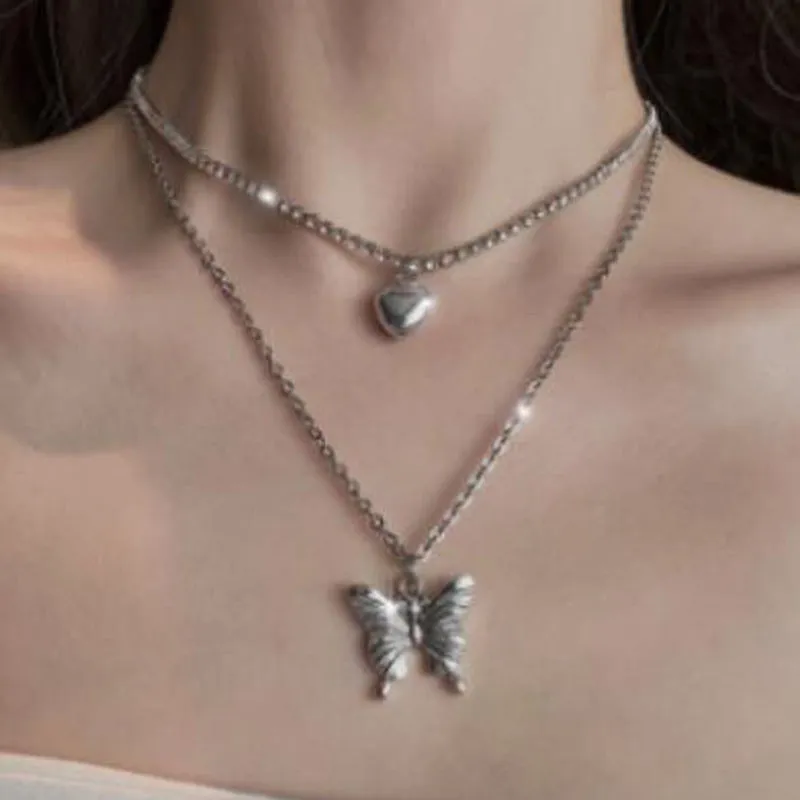 Women's Fashion Simple Butterfly Layered Necklace