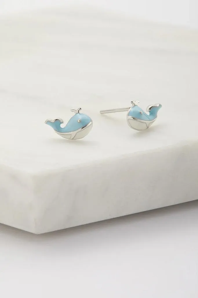 Zafino Whale Stud Earring - Blue - 925 Sterling Silver