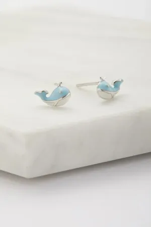 Zafino Whale Stud Earring - Blue - 925 Sterling Silver